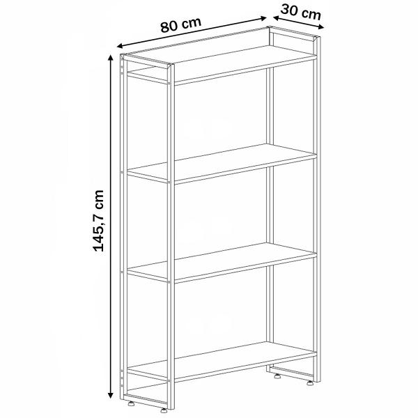 Imagem de Estante para Livros Dynamica 4 Prateleiras Nogal/Preto 11063 - Compace