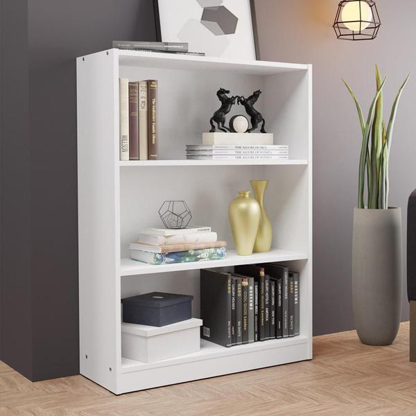 Imagem de Estante para Livros Home Sala Madesa 6907 com 3 Nichos - Branco