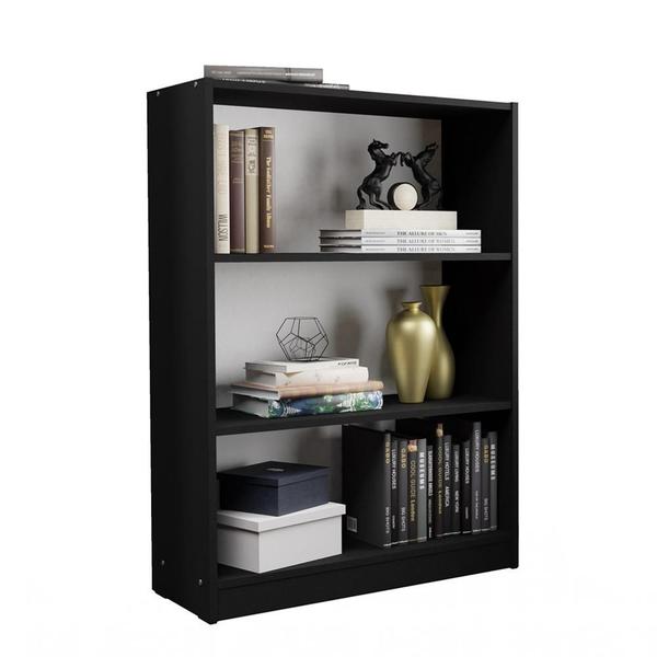 Imagem de Estante para Livros Home Sala Madesa 6907 com 3 Nichos - Preto