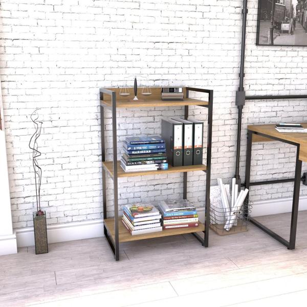 Imagem de Estante para Livros Industrial 104cmx60cm 3 Prateleiras Kuadra