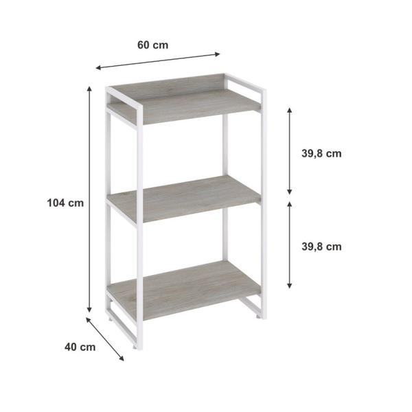 Imagem de Estante para Livros Industrial 104cmx60cm 3 Prateleiras Kuadra