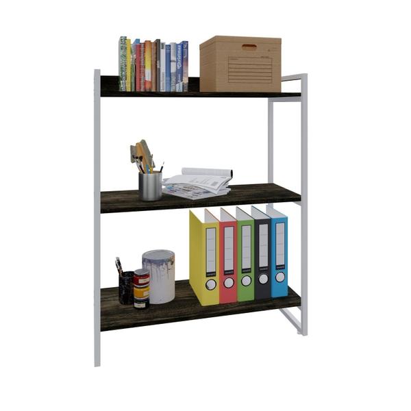 Imagem de Estante para Livros Industrial 104cmx80cm 3 Prateleiras Kuadra