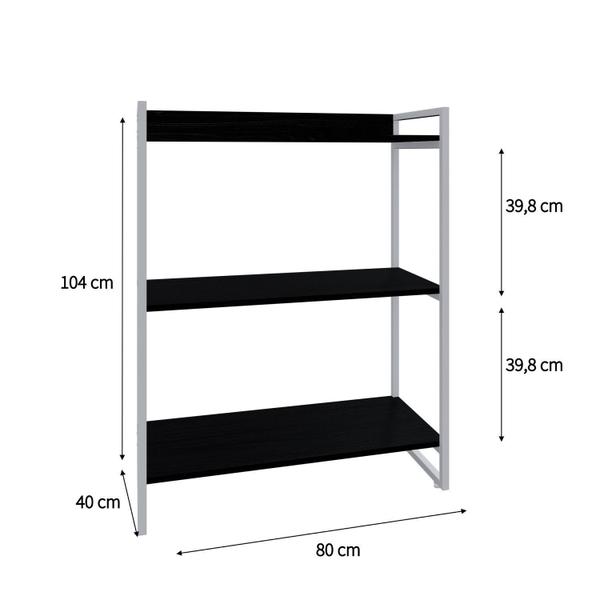 Imagem de Estante para Livros Industrial 104cmx80cm 3 Prateleiras Kuadra