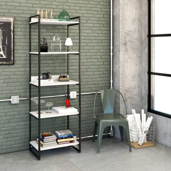 Imagem de Estante para Livros Industrial 187cmx60cm 5 Prateleiras Kuadra