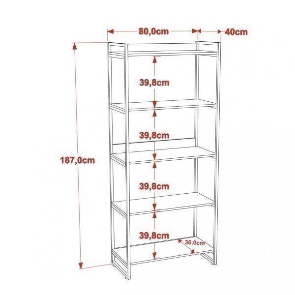 Imagem de Estante para Livros Industrial 187cmx80cm 5 Prateleiras Kuadra