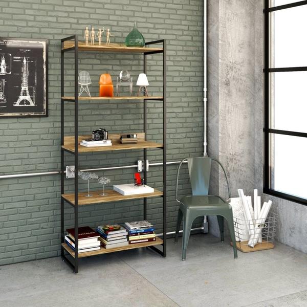 Imagem de Estante para Livros Industrial 187cmx80cm 5 Prateleiras Kuadra