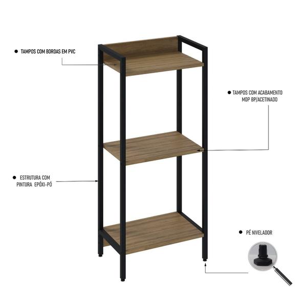 Imagem de Estante para Livros Industrial 3 Prateleiras 104cmx45cm Active Yescasa