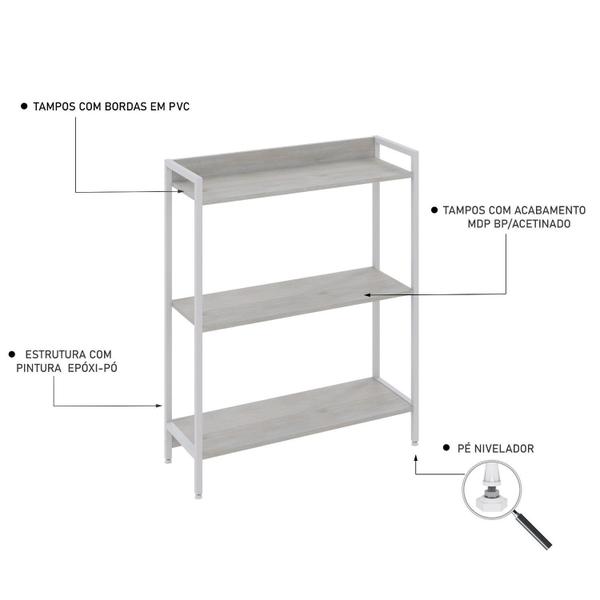 Imagem de Estante para Livros Industrial 3 Prateleiras 104cmx80cm Active Yescasa