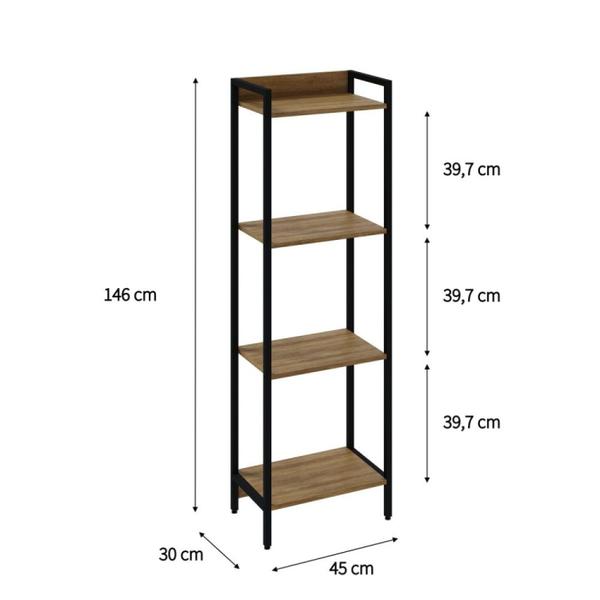 Imagem de Estante para Livros Industrial Aço Multiuso 4 Prateleiras 146cmx45cm Active Yescasa