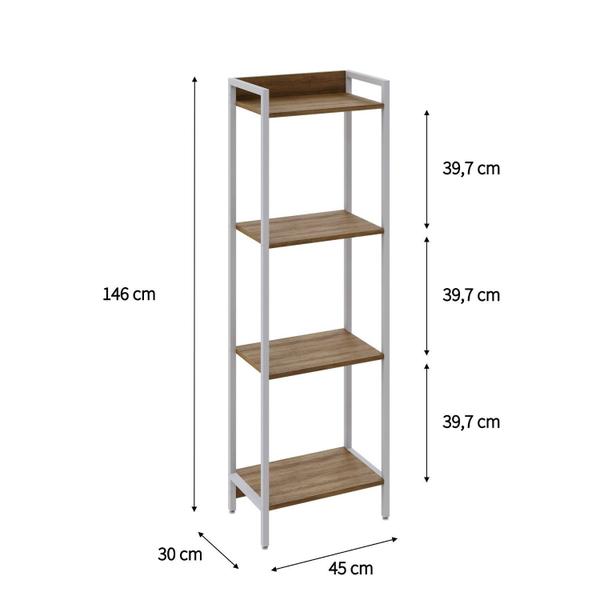 Imagem de Estante para Livros Industrial Aço Multiuso 4 Prateleiras 146cmx45cm Active Yescasa