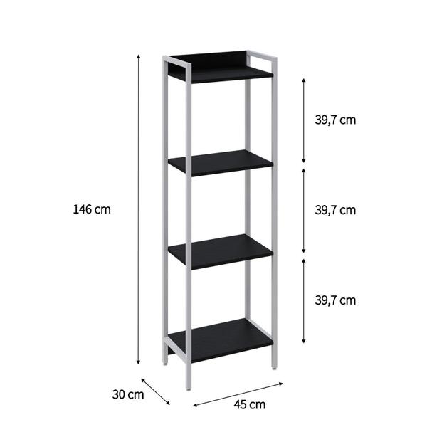 Imagem de Estante para Livros Industrial Aço Multiuso 4 Prateleiras 146cmx45cm Active Yescasa