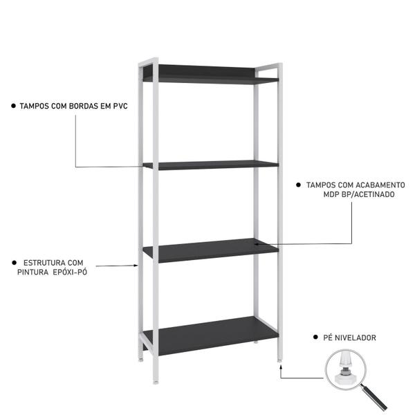 Imagem de Estante para Livros Industrial Aço Multiuso 4 Prateleiras 146cmx60cm Active Yescasa