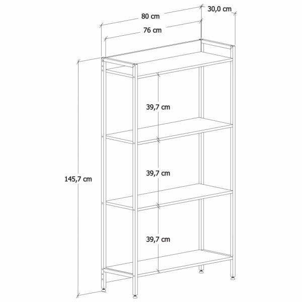 Imagem de Estante para Livros Industrial Aço Multiuso 4 Prateleiras 146cmx80cm Active Yescasa