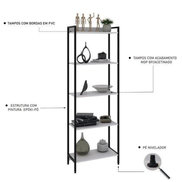 Imagem de Estante para Livros Industrial Aço Multiuso 5 Prateleiras 187cmx60cm Active Yescasa