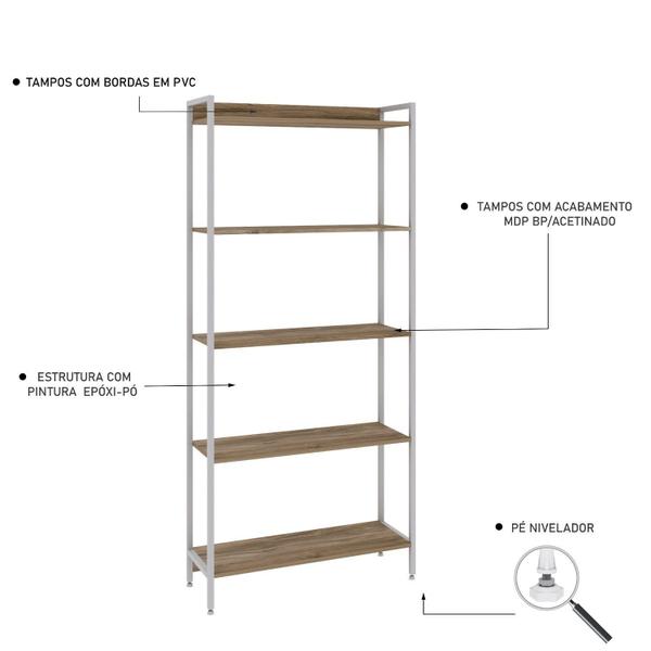 Imagem de Estante para Livros Industrial Aço Multiuso 5 Prateleiras 187cmx80cm Active Yescasa