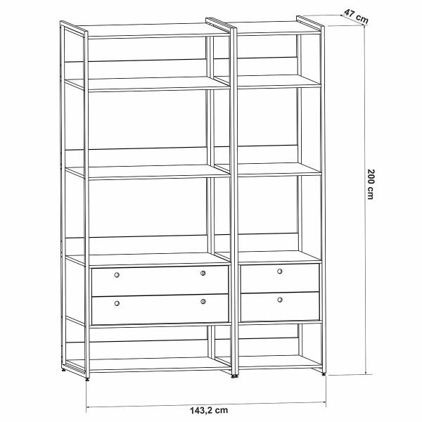 Imagem de Estante para Livros Industrial Benjamin 4 Gavetas Preto - Pnr Móveis