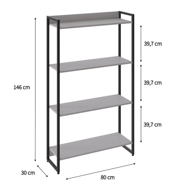 Imagem de Estante para Livros Industrial Multiuso 4 Prateleiras 146x80cm Dynamica Yescasa