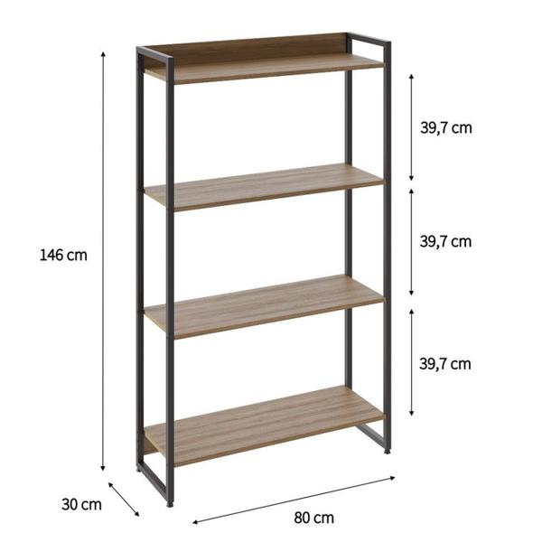 Imagem de Estante para Livros Industrial Multiuso 4 Prateleiras 146x80cm Dynamica Yescasa