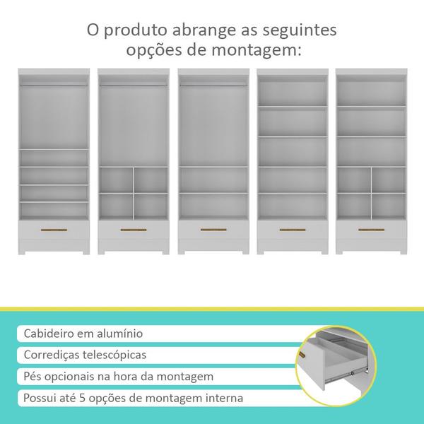 Imagem de Estante para Livros Modulado Abel 2 Gavetas Branco/Nature - Moville