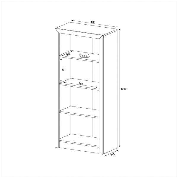 Imagem de Estante Para Livros Organizadora Com 4 Nichos 138 cm