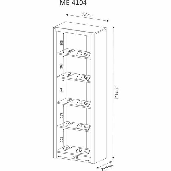 Imagem de Estante para Livros ou Escritório 60cm 4 prateleiras Várias Cores ME4104 Tecno Mobili