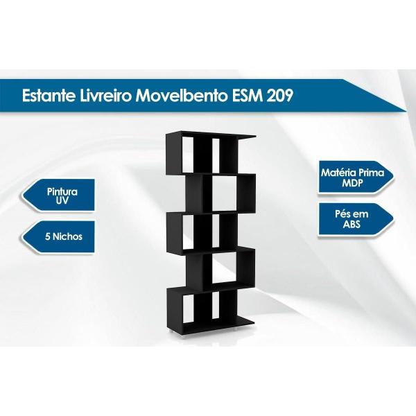 Imagem de Estante para Sala ESM209 c/ 5 Nichos Preto - Movelbento