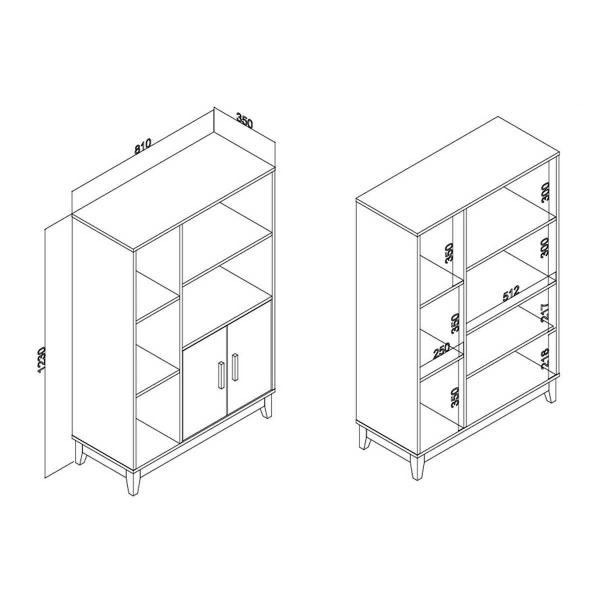 Imagem de Estante para Sala LE6010 c/ 2 Portas Freijo - Movelbento