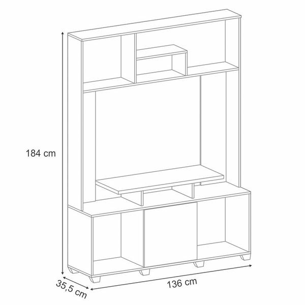 Imagem de Estante Para TV 47 Pol. 136cm Milys H01 Off White/Cinamomo - Mpozenato