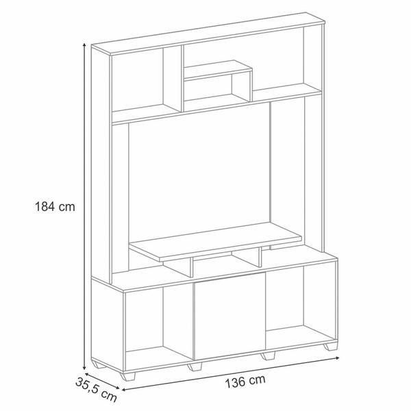 Imagem de Estante Para TV 47 Pol. 136cm Milys H01 Off White/Cinamomo - Mpozenato