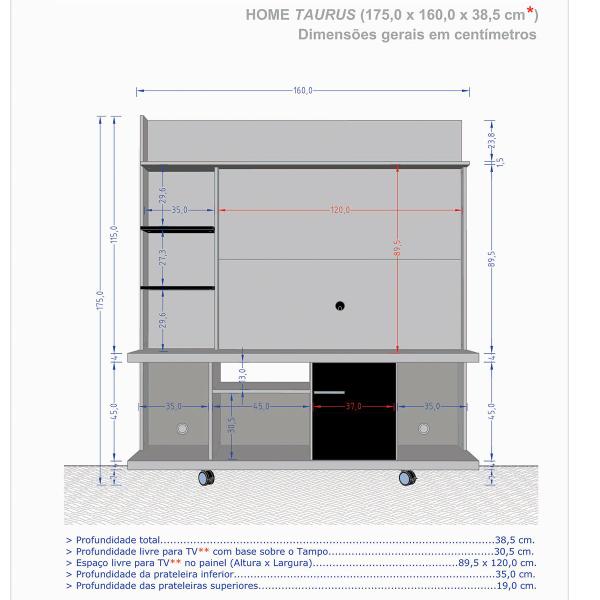 Imagem de Estante para TV Até 47 Polegadas Taurus 1 Porta 4 Prateleiras Ipê/Off-White - Móveis Bechara