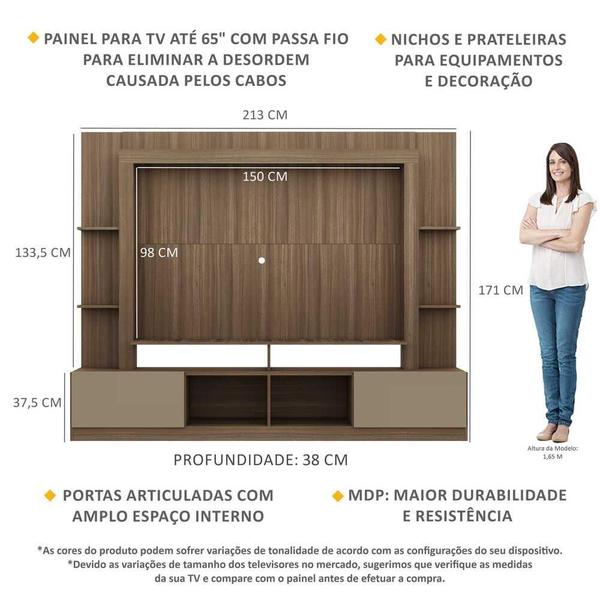 Imagem de Estante para TV até 65" Multimóveis Oslo FG3395 Madeirada/Lacca Fumê