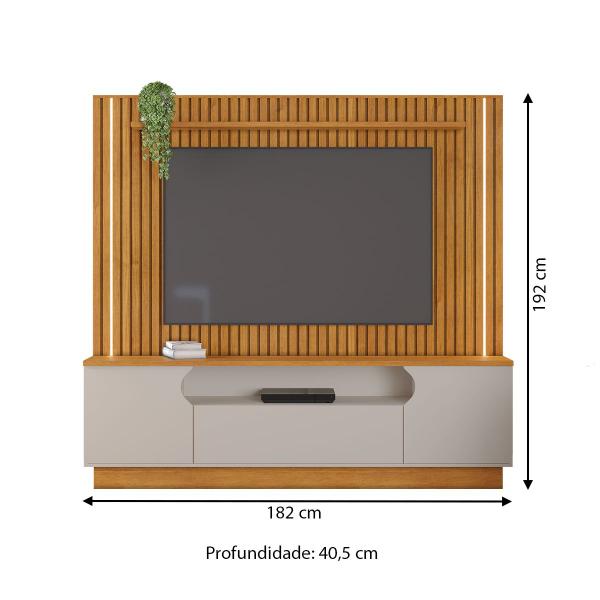 Imagem de Estante para TV Até 65 Polegadas Afago 2 Portas 1 Gaveta com Led Cinamomo/Off Cinamomo - Jcm Móveis