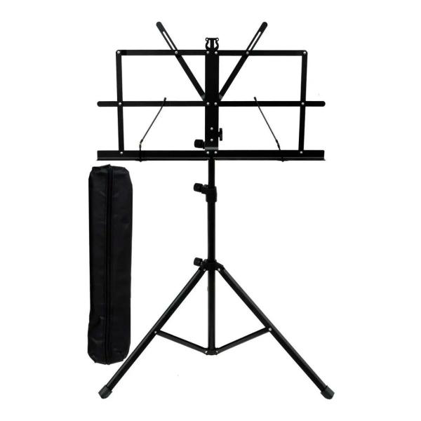 Imagem de Estante partitura dobravel preta pedestal de ferro com bag