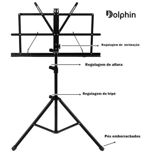 Imagem de Estante partitura dobravel preta pedestal resistente com bag