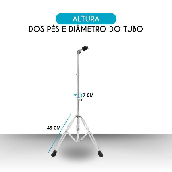 Imagem de Estante Pedestal Reforçado Reto Cromado P/ Prato de Bateria