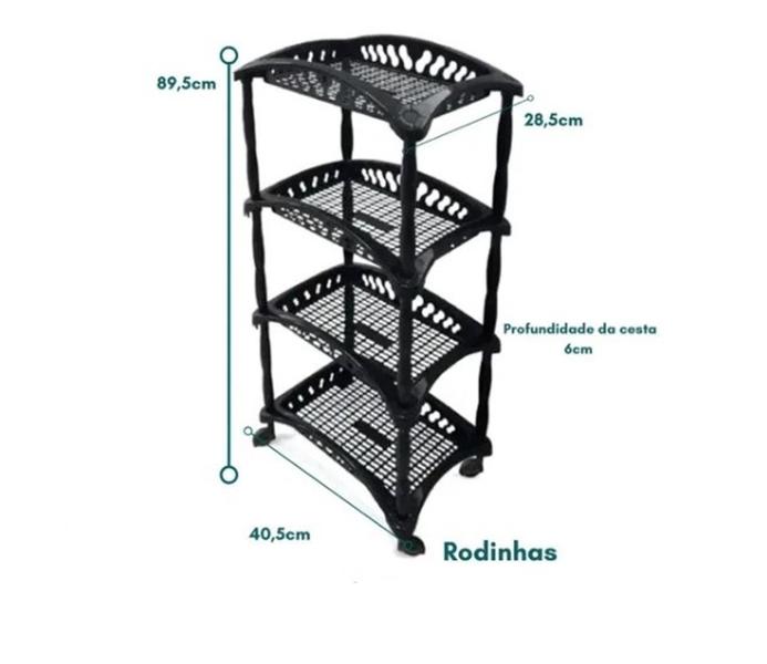 Imagem de Estante Plástica Modular Multiuso 4 Prateleiras Com Rodinha