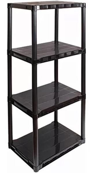 Estante Plástica Modular Preta 4 Prateleiras 38X53X122 Cm - Sao Bernardo Imagem de Estante Plástica Modular Preta 4 Prateleiras 38X53X122 Cm