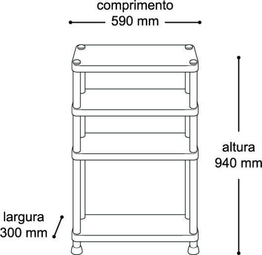 Imagem de Estante Plástica Organizadora Multiuso 4 Niveis Atena Preta