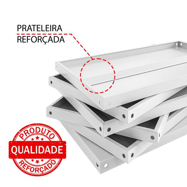Estante Prateleira Aço 90Cm Com 6 Bandeja Reforçada 120kg - JGC COMERCIAL Imagem de Estante Prateleira Aço 90Cm Com 6 Bandeja Reforçada 120kg