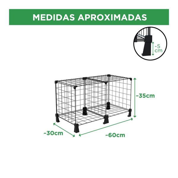 Estante Prateleira Aramada 02 Nichos com 30cm Profundidade Preto ou Branco - IGUANNA Imagem de Estante Prateleira Aramada 02 Nichos com 30cm Profundidade Preto ou Branco