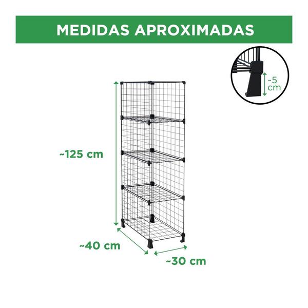 Imagem de Estante Prateleira Expositor Aramado 4 Nichos 40cm Profundidade Colmeia Preto