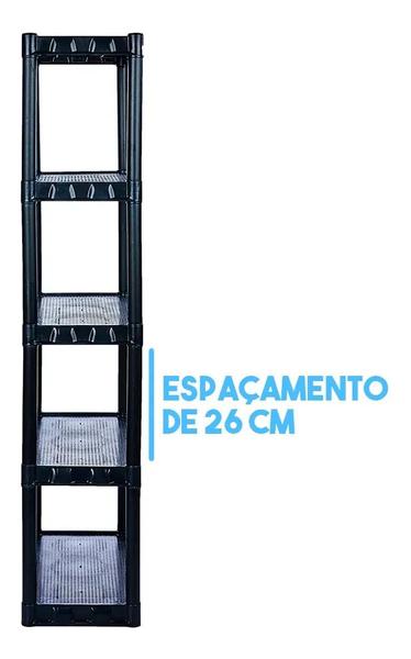 Imagem de Estante Prateleira Plastica Modular 5 Andares Preta Cód872