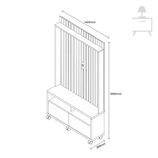 Imagem de Estante Rack p/ TV 50" Home Ripado Estilos 1,45cm c/ Rodizio