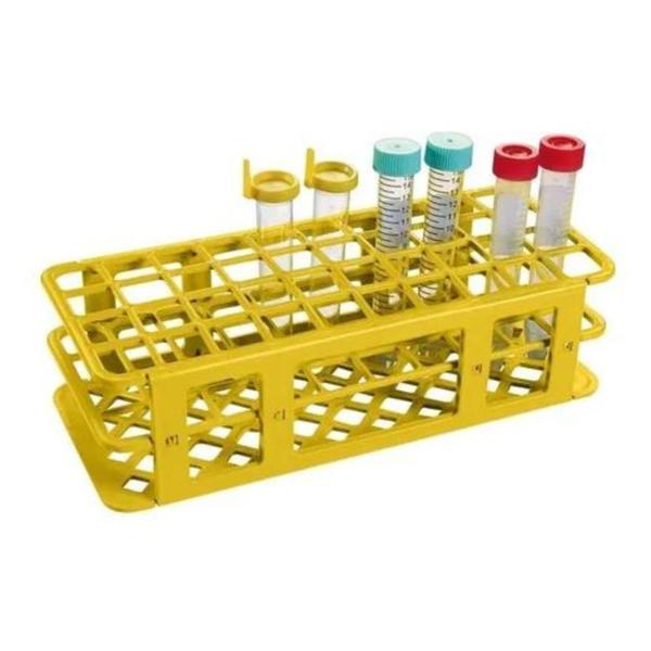 Imagem de Estante Rack Plastico p/ 60 Tubos de Ensaio 17mm Amarela