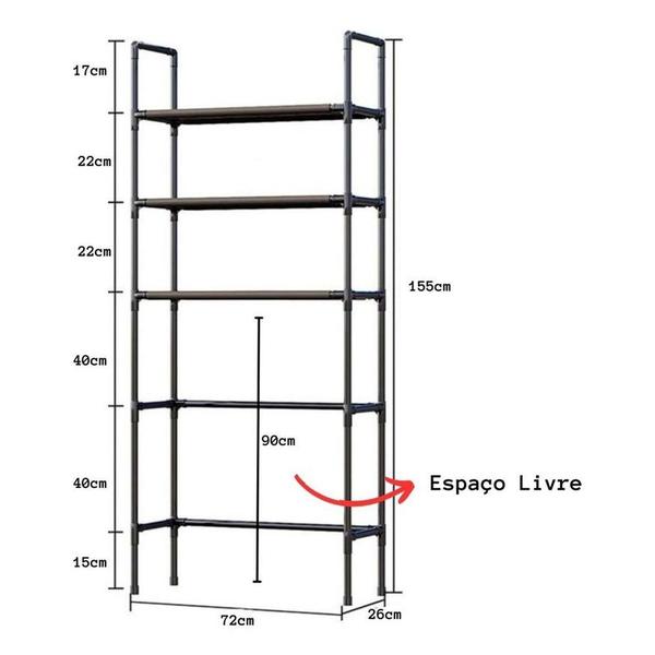 Imagem de Estante Rack Prateleira Suporte Banheiro Lavanderia Com Prateleiras Organizador