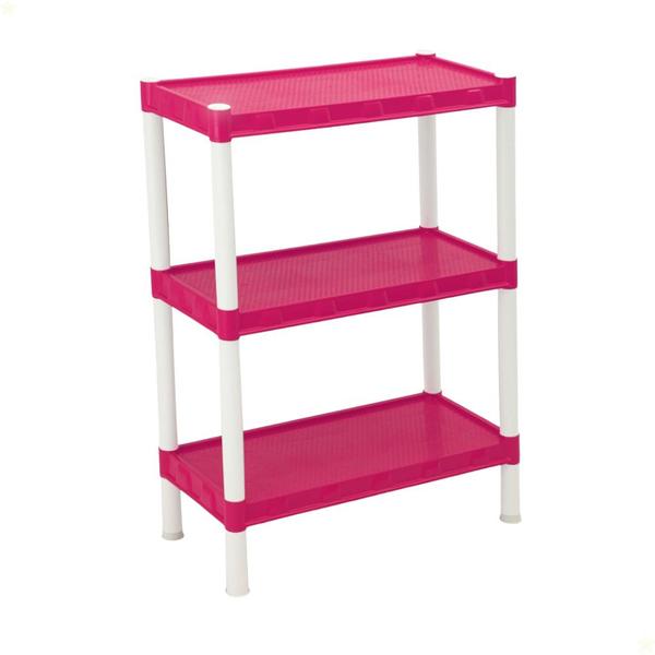 Imagem de Estante Rosa Quarto Infantil 3 Prateleiras Brinquedos