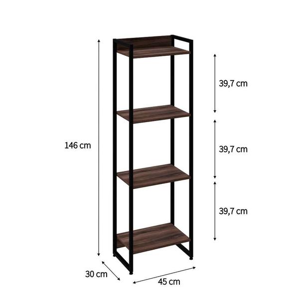 Imagem de Estante Studio Nogal e Preta 146 cm