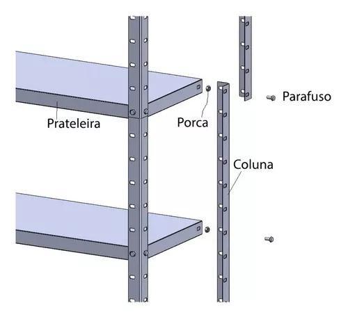 Imagem de Estante Suporta 100Kg Aço Leve 5 Prateleiras Bipartida