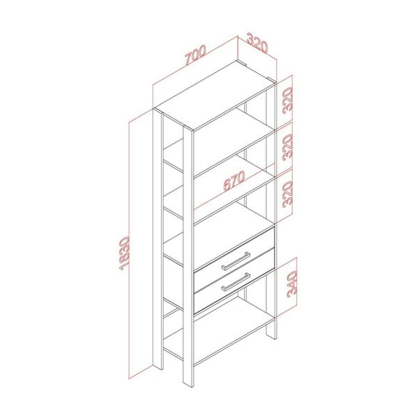 Imagem de Estante Torre 700x1830x325 Mm 2 Gavetas