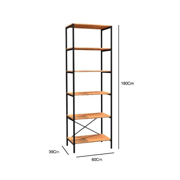 Imagem de Estante Trento Madeira e Preta 180 cm